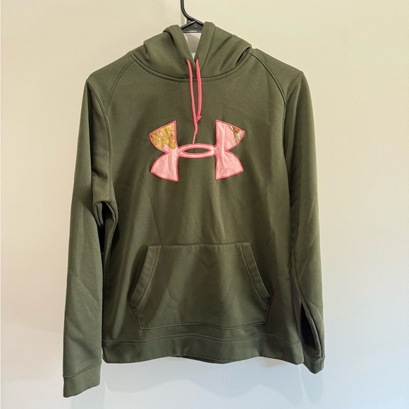 Under Armour Olive Sweatshirt with Pink Camo Trim - Picture 1 of 3